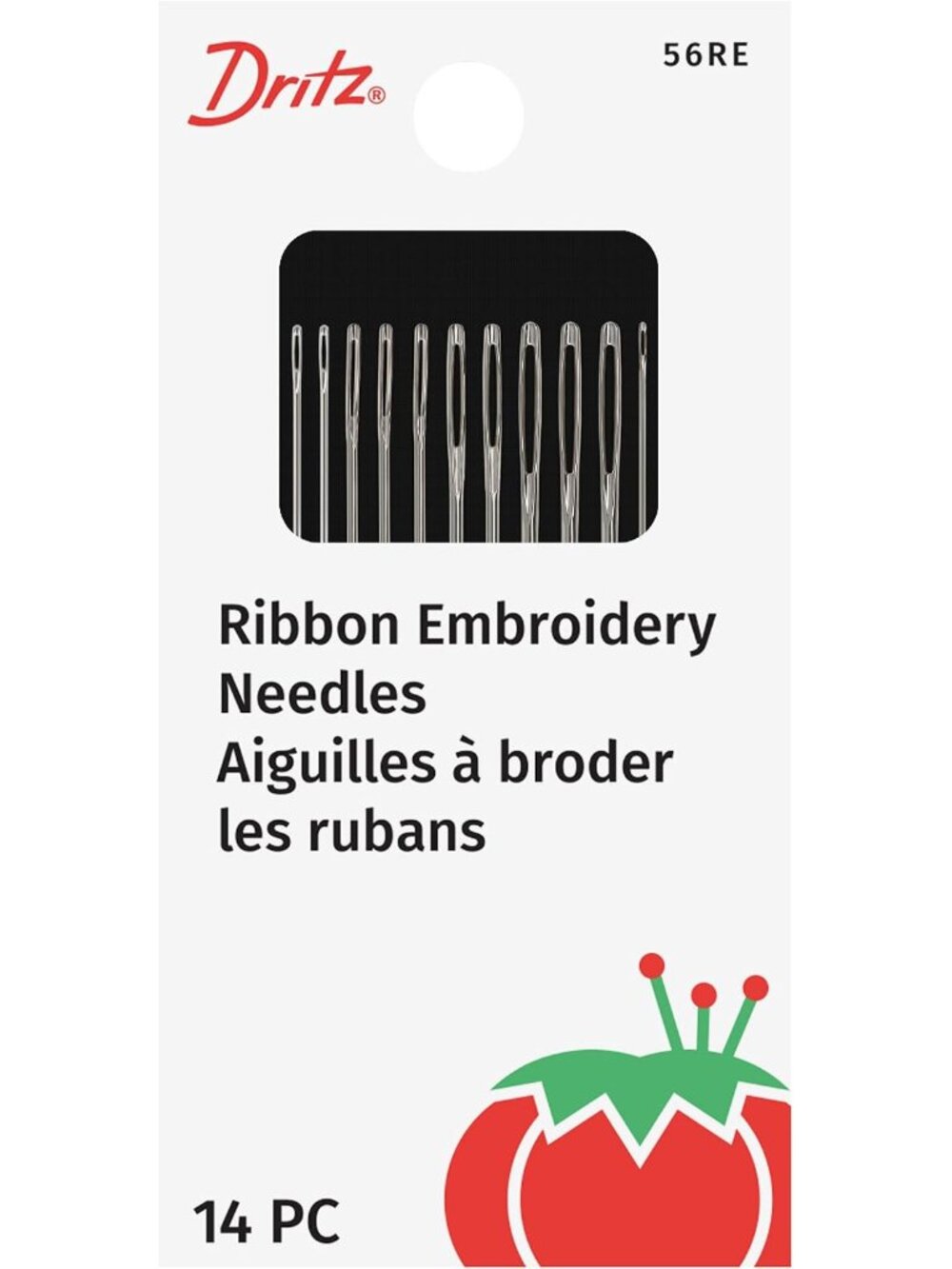56RE Ribbon Embroidery Hand Needles, Assorted Sizes, Nickel 14-Count